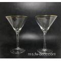 Clear Crystal Martini Gelas dengan Rim Emas